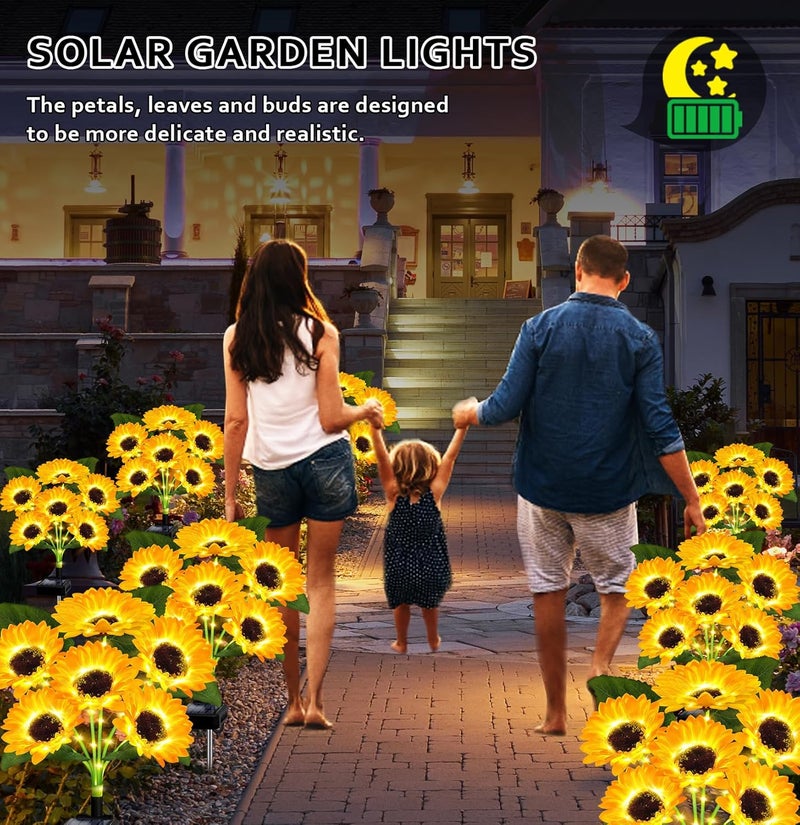 EDOF 6 Pack with 36 Sunflower Lights,Solar Lights Outdoor Garden Decor,Solar Flowers Lights Waterproof,Sunflowers Birthday Gifts for Mom Women Grandma,Decorative Stakes Lights for Landscape Yard Patio Lawn - Image 2